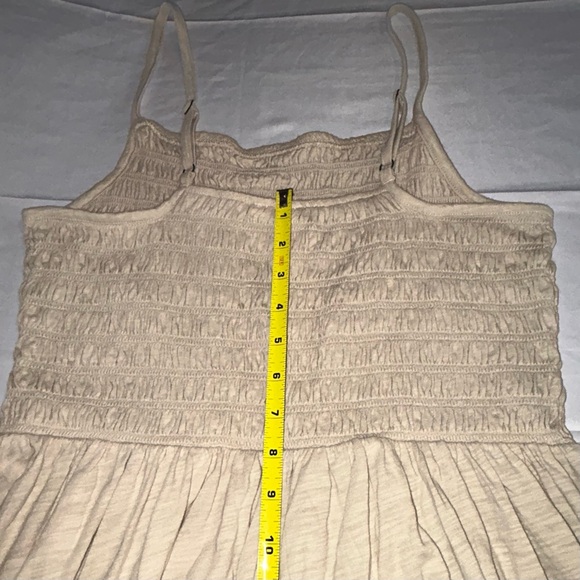 GAP Forever Soft Tan/Beige Mini Dress Sz Large NWT Smocked Top Adjustable Straps - Picture 5 of 8